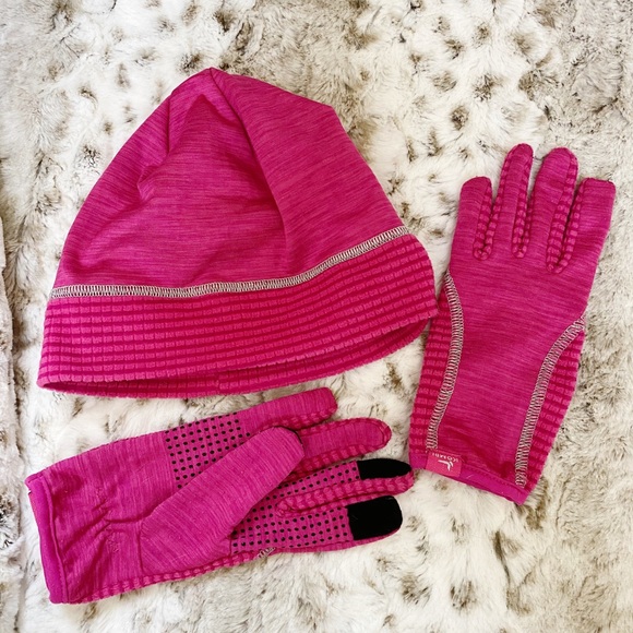 running beanie and gloves
